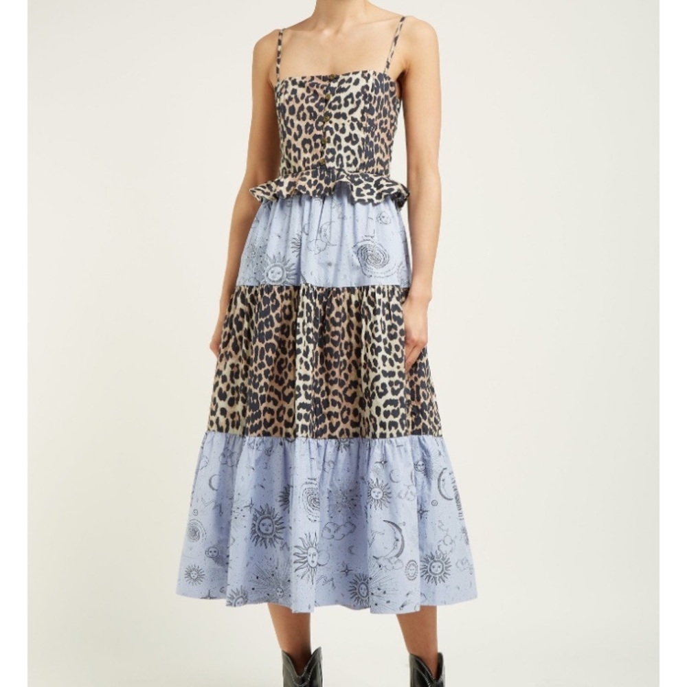 Ganni Leopard and Moon Wrap Skirt